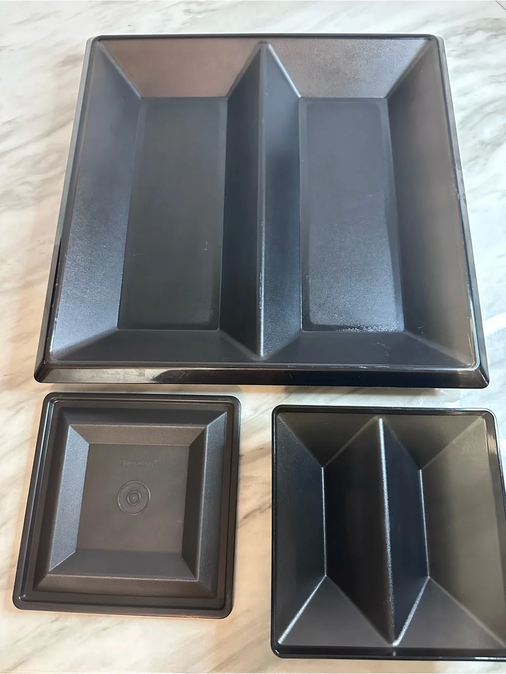 Tupperware Black Compartment Serving Trays - Set of 3